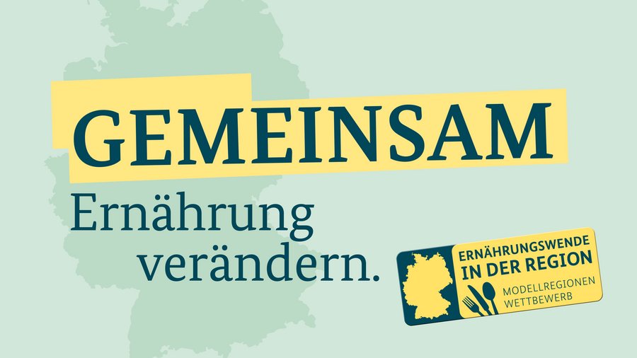 Schriftzug "Gemeinsam Ernährung verändern", daneben Logo des MRW